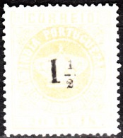 ÍNDIA - 1881-83 -  Coroa. Com Sobretaxa. 1 1/2 R. S/ 20 R.   D. 13 1/2    (*) MNG  MUNDIFIL  Nº 68a - Portuguese India