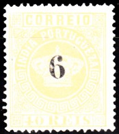 ÍNDIA - 1881-83 -  Coroa. Com Sobretaxa. 6 R. S/ 40 R.   D. 13 1/2   (*) MNG  MUNDIFIL  Nº 82 - Portuguese India