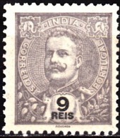 ÍNDIA  - 1898-1900 -  D. Carlos L.   9 R.  D. 11 3/4 X 12   * MH  MUNDIFIL Nº 158 - Portuguese India