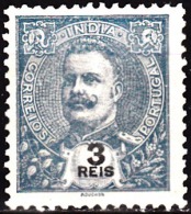 ÍNDIA - 1903 -  D. Carlos L. Novas Cores E Valores.  3 R.   D. 11 3/4 X 12   * MH  MUNDIFIL  Nº 189 - Portuguese India