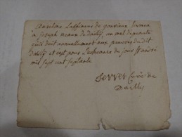 Ordre De Livraison Pour Mr Anselme Laffineur De Gonrieux Pour Livrer De L´epeautre à Mr J. Neaux De Dailly En 1770 - ... - 1799