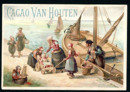 Chocolat Van Houten, Chromo Grand Format  Lith. Champenois TM37-20, Personnages, Port, Bateaux - Van Houten