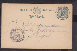 Ganzsache Württemberg Stempel Ellwangen 1890 - Sonstige & Ohne Zuordnung