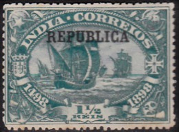 ÍNDIA-1913- 4º Centº Descbª Cam. Marítimo P/ Índia, C/ Sobrecarga «REPUBLICA» 1 1/2 R.  * MH  MUNDIFIL  Nº 246 - Portuguese India