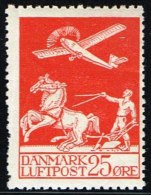 1925. Air Mail. 25 øre Red. Missing Perf. (Michel: 145) - JF158318 - Luftpost