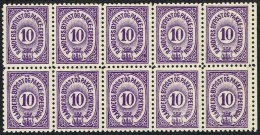 RANDERS BYPOST.  1889. 10 ØRE 10-BLOCK.  (Michel: DAKA 50) - JF107735 - Local Post Stamps