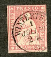 3453  Swiss 1858   Mi.#15 IIBym (o) Zum.#24G  Scott #38a  Cat. 55.€ -Offers Welcome!- - Usados