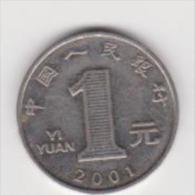 CINA  1 YUAN ANNO 2001 - Chine