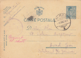 R57883- KING MICHAEL 1ST, POSTCARD STATIONERY, WW2, CENSORED, 1941, ROMANIA - World War 2 Letters