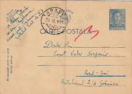 R57885- KING MICHAEL 1ST, POSTCARD STATIONERY, WW2, CENSORED, 1941, ROMANIA - World War 2 Letters