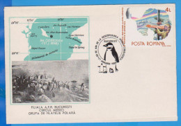 Cobalescou Island, Antarctica The South Pole Map, Penguins Romania Cover 1988 - Other & Unclassified