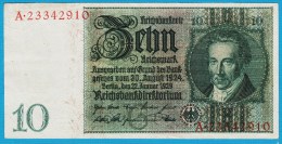 DEUTSCHES REICH 10 REICHSMARK 22.01.1929  Letter G  Serial#  A 23342910 P#180a - 10 Mark