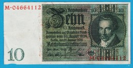 DEUTSCHES REICH 10 REICHSMARK 22.01.1929 Letter P  Serial#  M 04664112 P#180a - 10 Mark