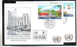 WIT406 UNO WIEN 2001  MICHL 346/49  Auf 2 STÜCK WEISSE KARTEN - White Cards - Autres & Non Classés