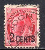 Canada QV 1899 2c On 3c Carmine Surcharge, Fine Used - Autres & Non Classés