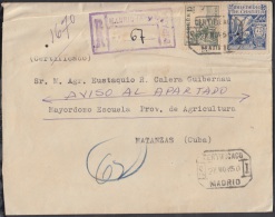 1950-H-11 ESPAÑA. SPAIN. SOBRE CERTIFICADO A CUBA. MARCA DE SEGUNDO AVISO. 1950 - Briefe U. Dokumente