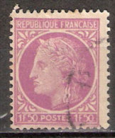 Timbre France Y&T N° 679 (6) Obl.  Type Cérès De Mazelin.  1 F 50. Lilas. Cote 0,15 € - 1945-47 Cérès De Mazelin