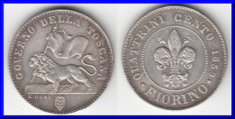 TOP QUALITY **** ITALIE TOSCANE - ITALIA TOSCANA - FIORINO DA QUATRINI CENTO 1859  - ARGENT - SILVER **** ACHAT IMMEDIAT - Toscane