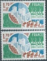 [03] Variété : N° 1855 Villes Nouvelles Arbres Sur Fond Vert Pâle + Normal  ** - Unused Stamps