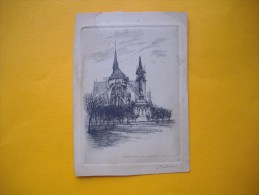 Cpa  -  Gravure Eau Forte Signée ROBIN Au Crayon  + Signature Dans  Dans  Gravure  - PARIS  -  Notre Dame - Robin
