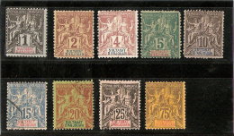 ANJOUAN  SERIE COMPLETE  N°1 / 8 NEUF ** ET OBLITERE  DE 1892 - Neufs