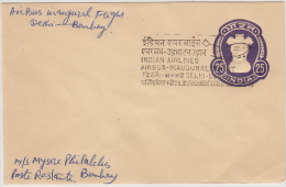 India 1976  Indian Air Lines Delhi - Bombay Airbus First Flight Cancellation Cover # 84182   Indien Inde - Poste Aérienne