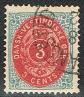 1873-1874. Bi-coloured. 3 C. Blue/red. Normal Frame. Perf. 14x13½. (Michel: 6 Ib) - JF153322 - Danish West Indies