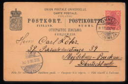 TAMMELA 13 XII 96. On10 PEN POSTKORT To Magdeburg-Buckau.  (Michel: ) - JF104685 - Postal Stationery