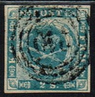 1855. Dotted Spandrels. 2 Skilling Blue. 210 KØBENHAVN JERNBANE. Very Scarce Cancel On ... (Michel: 3) - JF158445 - Unused Stamps
