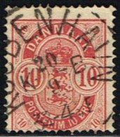 1885. Coat-of Arms. Large Corner Figures. 10 Øre Carmine. Perf. 14x13½. Variety: 0 Open... (Michel: 35YAa) - JF158470 - Neufs