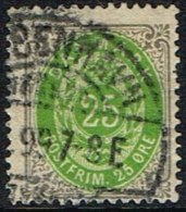 1875-1903. Bi-coloured. 25 Øre Grey/green 4. Print.  (Michel: 29) - JF165958 - Neufs