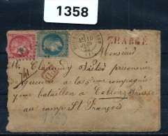 GUERRE 1870 - EXCEPTIONNELLE.LETTRE CHARGEE POUR UN PRISONNIER FRANÇAIS EN ALL - Aff Bordeaux + Napoleon Rare 1358 - War 1870