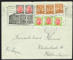 1920. King Christian X. Thin, Broken Lines In Ovl Frame. 3 Aur Yellow Brown  X3, Pair 4... (Michel: 84) - JF104253 - Brieven En Documenten