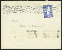 1938. Geysir. 35 Aur Ultramarine On Cover To Gallarate, Italia. REYKJAVIK -5.V.38.  Unu... (Michel: 195) - JF104550 - Brieven En Documenten