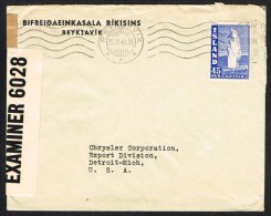 1940. Geysir. 45 Aur Blue On Censored Cover From REYKJAVIK 25. XI. 41 To USA.  (Michel: 217A) - JF104139 - Lettres & Documents