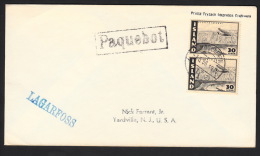 1947. Air Mail. 30 Aur Pair On Ship Mail To USA Cancelled LAGARFOSS And Paquebot. The S... (Michel: 242) - JF104669 - Lettres & Documents