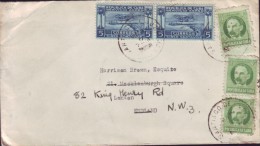 1927-H-6 CUBA. 1927. AVION MORANE. 5c. 1936. SOBRE AEREO A INGLATERRA. ENGLAND. UK. UNITED KINDOM - Cartas & Documentos