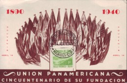 1940-H-41 CUBA. 1937. TARJETA ESPECIAL DE UNION PANAMERICANA CON UN SELLO DE LA SERIE ESCRITORES Y ARTISTAS. - Cartas & Documentos