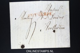 Belgium: Complete Letter From Antwerpen To Amsterdam 1817 Wax Sealed - 1815-1830 (Holländische Periode)