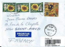 ROUMANIE Enveloppe Recommandée Avec Timbres TOURNESOLS Et NOËL - Marcofilie