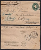 C5035 USA 1894, Pre-paid Cover, Athens, CA To Germany With Redirection Marks - ...-1900