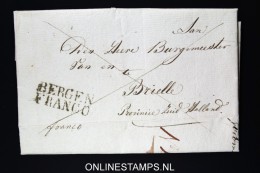 Belgium: Complete Letter Bergen / Mons, Henegouwen To Brielle Holland, Bergen Franco In Black - 1815-1830 (Hollandse Tijd)