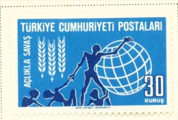 TURKEY  -  1963  Freedom From Hunger  30k  Mounted/Hinged Mint - Unused Stamps