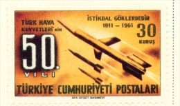 TURKEY  -  1961  Air Force  30k  Mounted/Hinged Mint - Unused Stamps