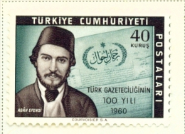 TURKEY  -  1960  Press Centenary  40k  Used As Scan - Unused Stamps