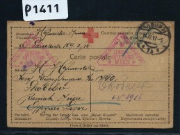 RUSSIE- CROIX ROUGE  CARTE AVEC REPONSE D UN PRISONNIER DE GUERRE   + CENSURE DE VIENNE  1917   A ETUDIER - Briefe U. Dokumente