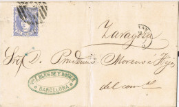 11645. Carta Entera Luto BARCELONA 1871. Parrilla Numeral 2. Alegoria - Storia Postale