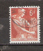 Timbre France Y&T N°1115 (08) Obl.  Type Moissonneuse  6 F. Brun-jaune. Cote 0,15 € - 1957-1959 Oogst