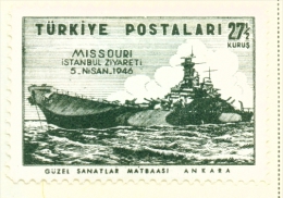 TURKEY  -  1946  USS Missouri  271/2k  Mounted/Hinged Mint - Neufs