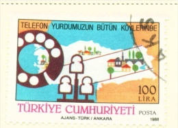 TURKEY  -  1988  Telephone Network  100l  Used As Scan - Gebraucht